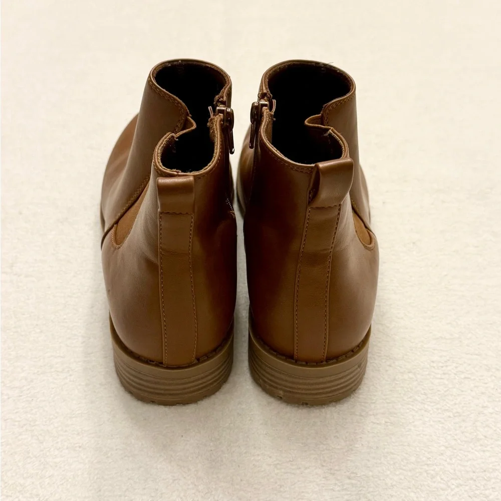 Brown Ankle Boots Side Zip Minimalist Comfort Booties Women’s Size 10